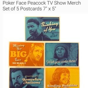 Poker Face Peacock NBC 5 Promotional Postcards - New!